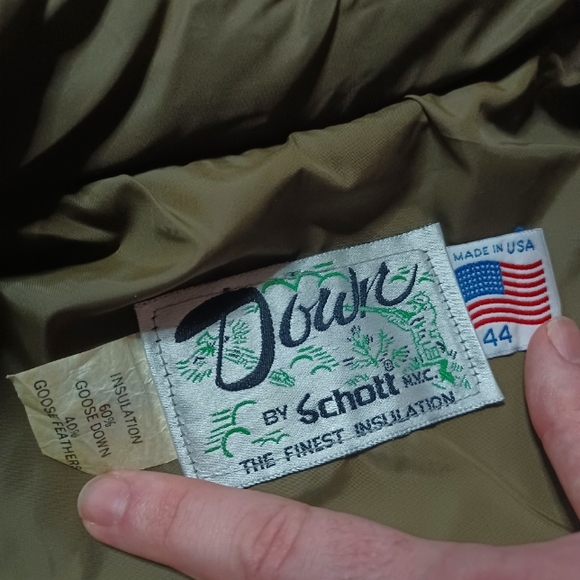 Schott NYC vintage 70s distressed leather down puffer hunting jacket / vest RARE - Picture 12 of 15